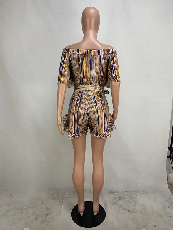 Женский пляжный комбинезон в полоску Облегающий с глубоким V образным вырезом и