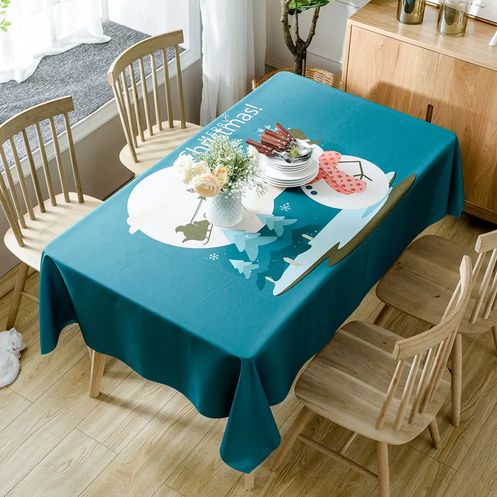 Скатерть для стола из водонепроницаемой ткани со снежинками Рождественская елка