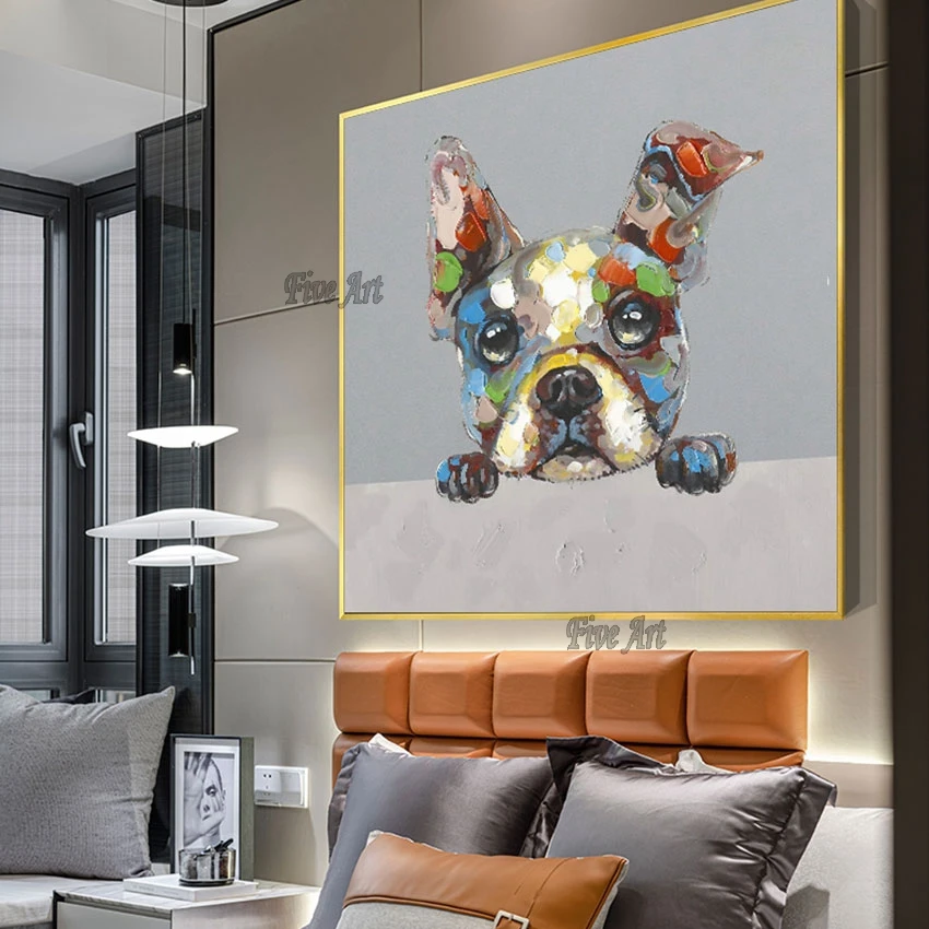 

Палитра ножей щенков животных Картина настенное искусство картина для отеля большой холст искусство китайского импорта искусство для дома без рамки