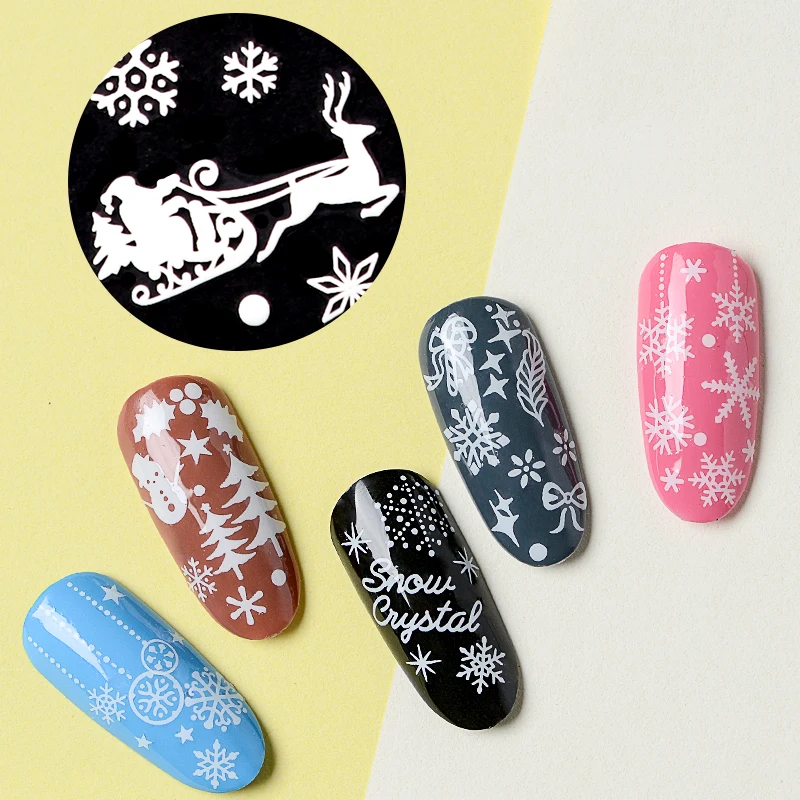 Наклейки для ногтей с четырьмя лилилиями на рождественскую тематику Рождество