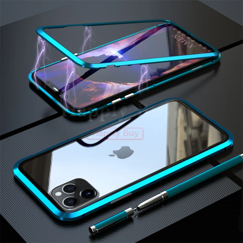 Магнитный адсорбционный чехол для телефона iPhone 11 Pro Max, чехол с магнитом для iPhone 11 Pro Max, чехол, чехлы из металла, Bumber Coque