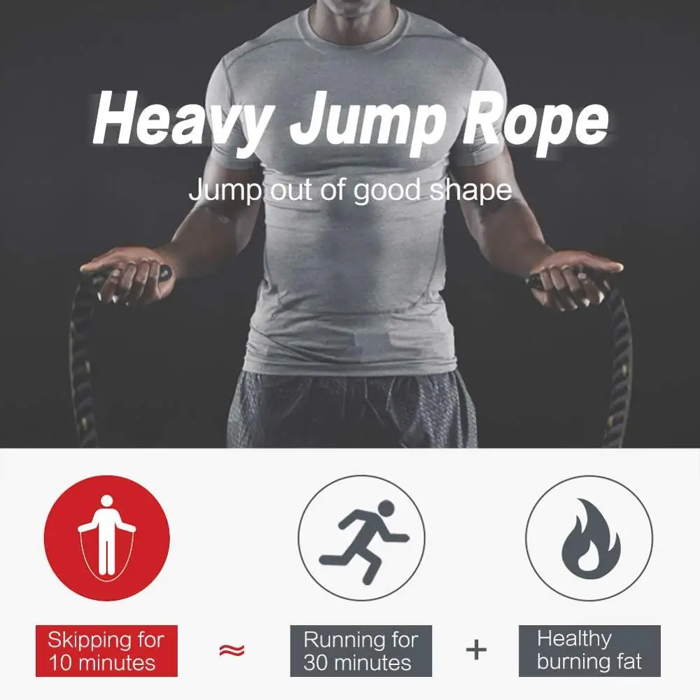 Fitness Heavy Jump Rope Crossfit Weighted Battle Skipping Rope Power Training Improve Strength Muscle Fitness Home Gym Equipment images - 6