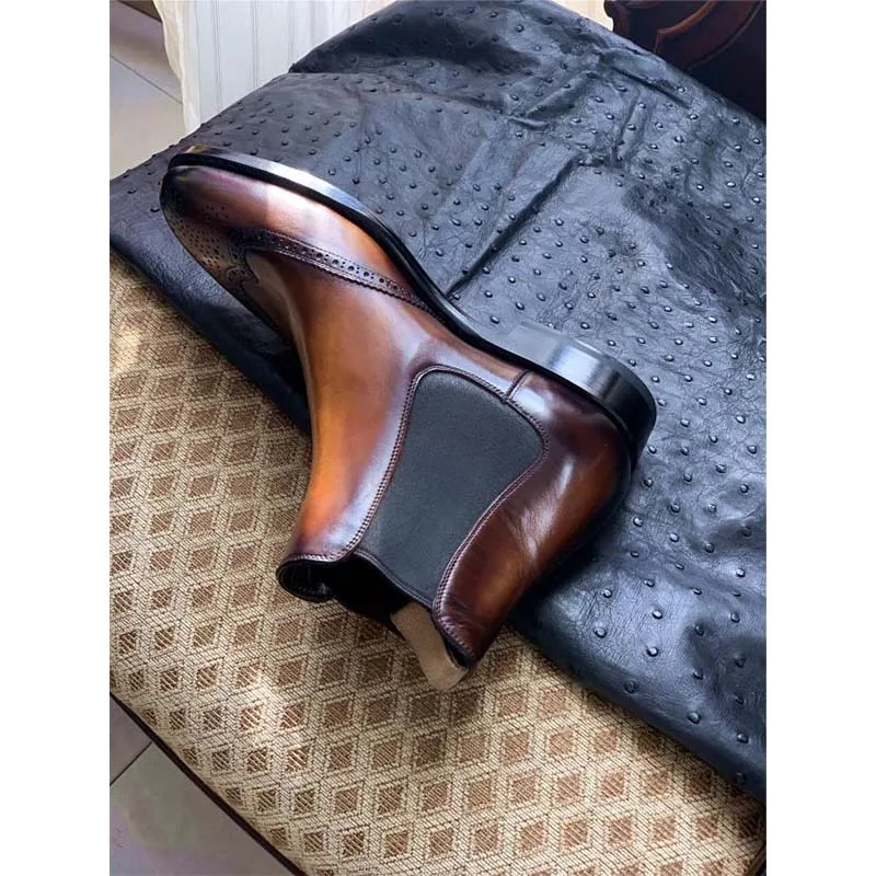 Роскошная обувь для мужчин Sipriks в итальянском стиле коричневый с оттенком патины