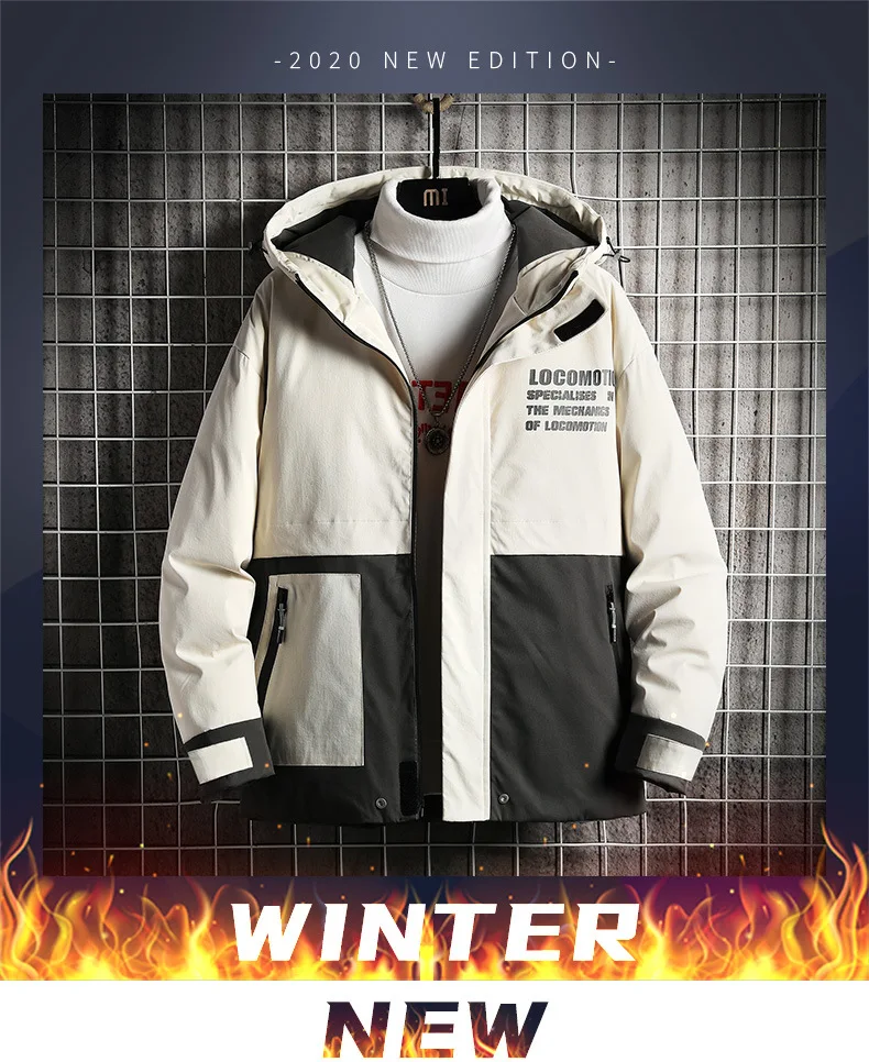 Winter New Men Solid Color  Lightweight Padded Jackets Parkas Quality Men's Hooded Warm Thick Fashion Casual  Male Coat