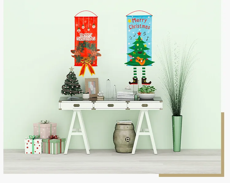 1 шт. Рождественская ткань Висячие флаги оконная подвеска для дома настенное