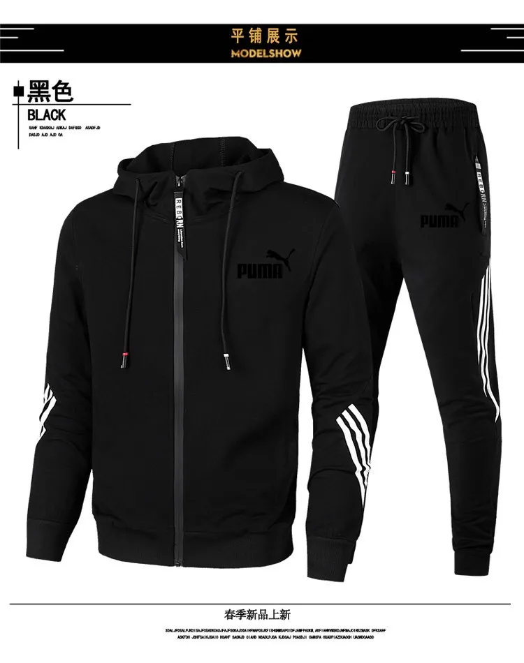 

New men's spring and autumn suit zipper hoodie + pants two pieces of casual sportswear men's sportswear