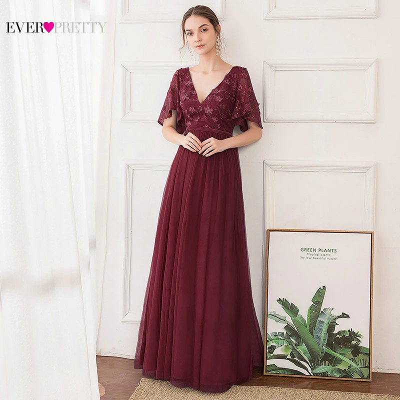 Женское платье подружки невесты Ever Pretty синее кружевное трапециевидной формы с