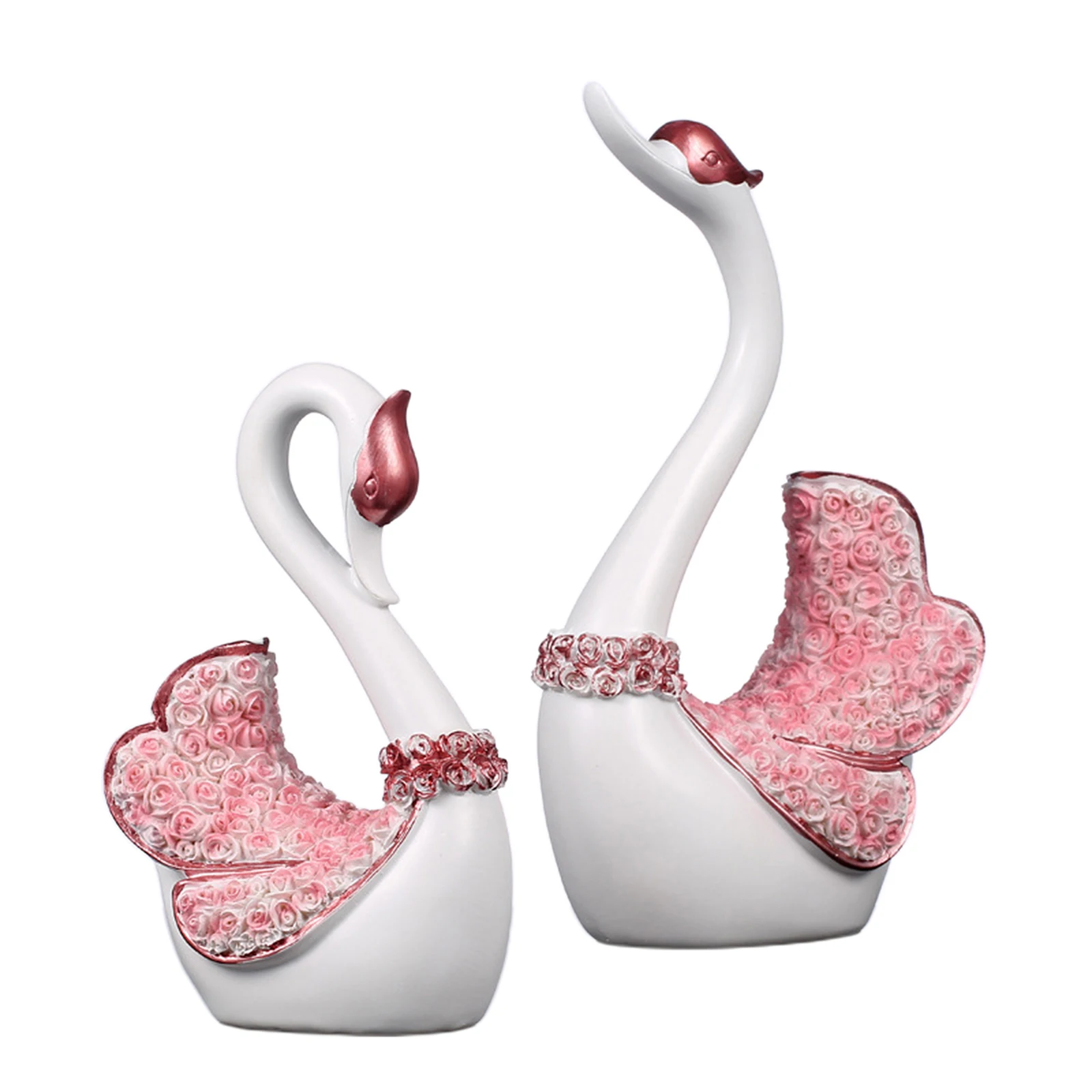 

2pcs Swan Statue Animal Figurines Ornaments Crafts Sculpture Decor Artwork