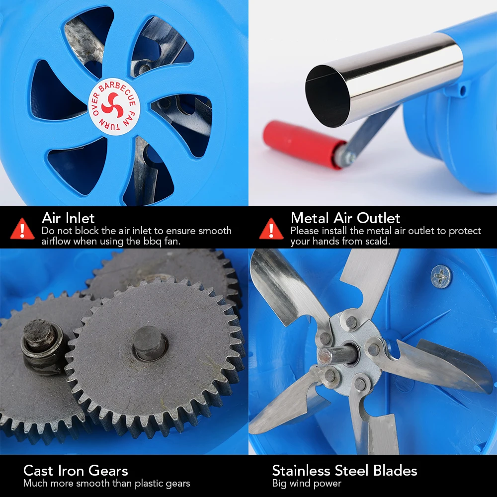 

BBQ Fan Air Blower Hand Crank Barbecue Fire Bellow Camping Stove Outdoor Camping Picnic BBQ Air Blower Outdoor Tools Accessories