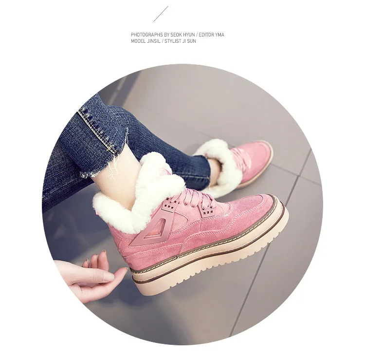 SWYIVY Chaussures Femme Platform Snow Boots Increased Wedge Women Winter Boots Fashion Winter Ankle Boots For Women Shoes