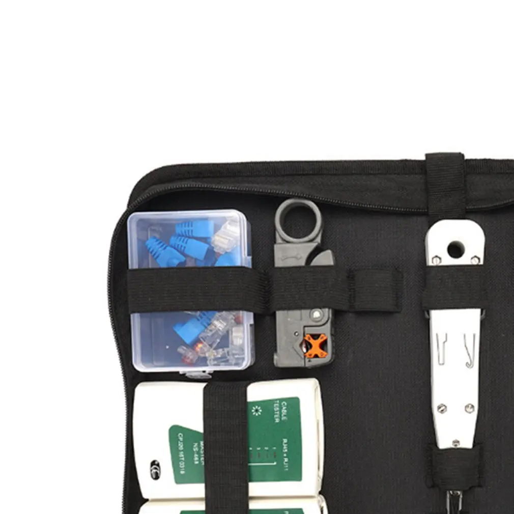 14pcs/Set Computer Network Repair Tool Kit LAN Cable Tester Wire Cutter Screwdriver Pliers Crimping Maintenance Tool Set Bag