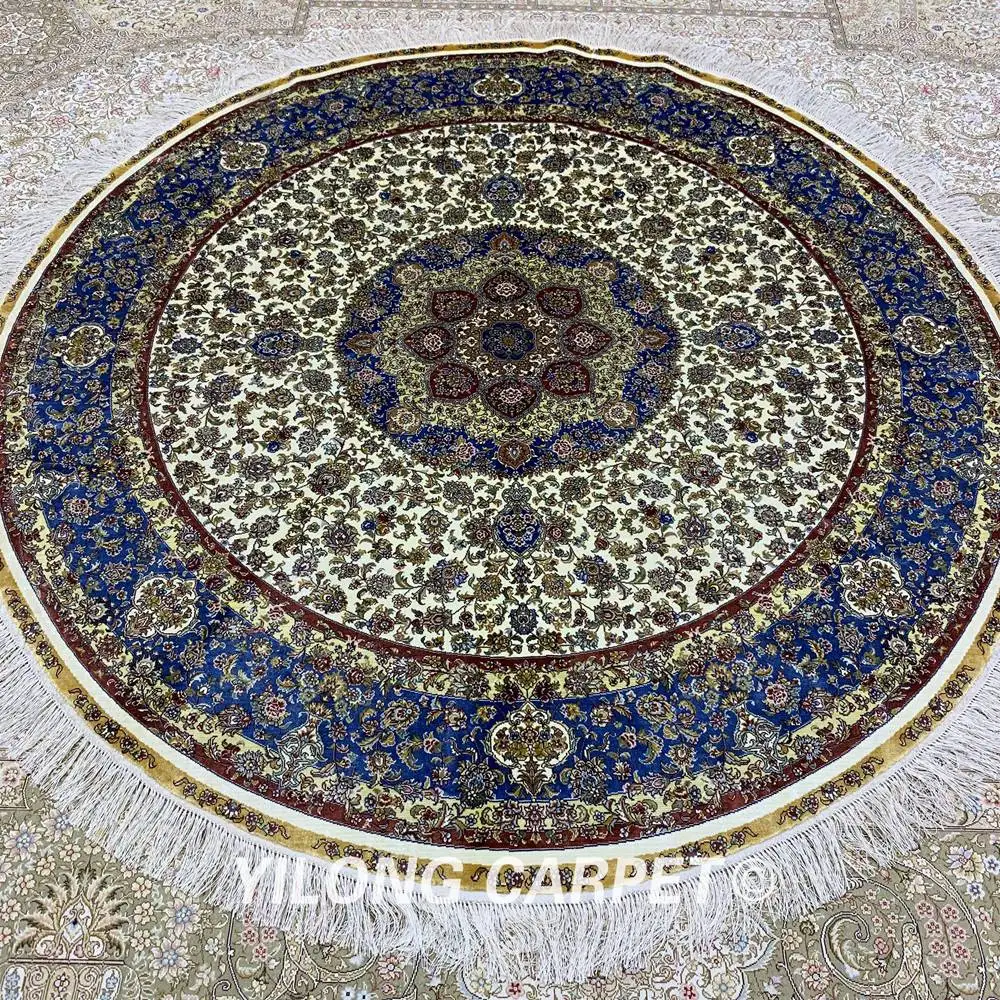 YILONG 6 'x 6' круглый персидский шелковый ковер ручной работы для столовой большой