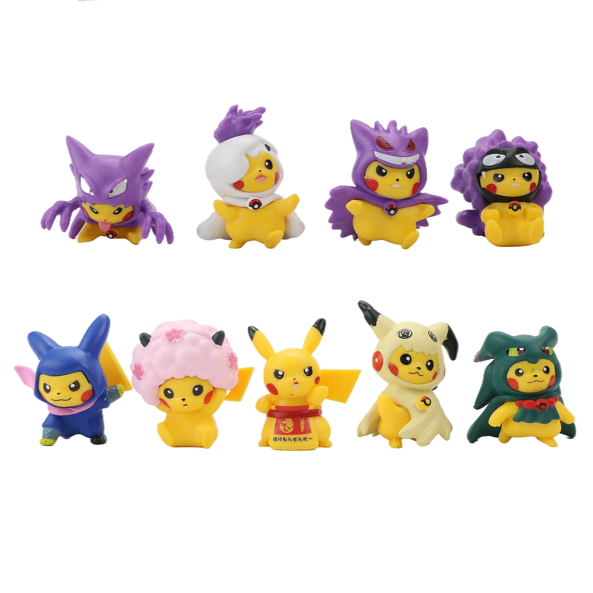 

9pcs/set Pokémon 3-5cm Anime Staff Figure Pikachu Cosplay Model Cross Dress Kawaii Cartoon Toy For Children Gift
