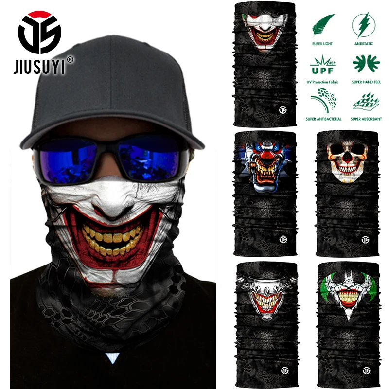 3D бесшовные банданы волшебный шарф грелка для шеи лицо призрак череп клоун