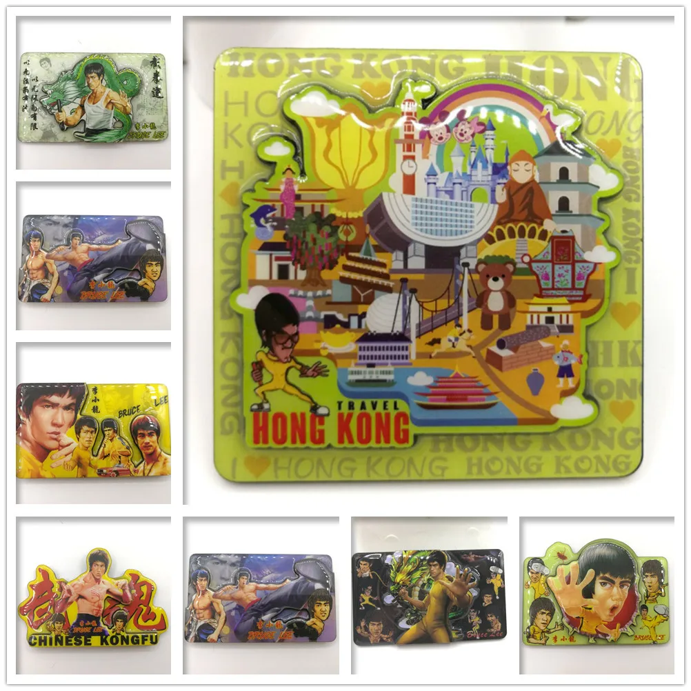 

China Hongkong Bruce Lee Fridge Magnet Tourist Souvenirs Refrigerator Magnetic Stickers Travel collection Gift