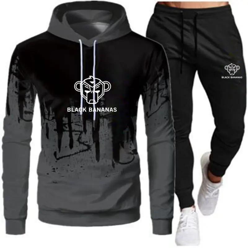 

2021 new 3d printing men's T-shirt + sweatpants suit summer fashion printing high-quality striped T-shirt sports running suit