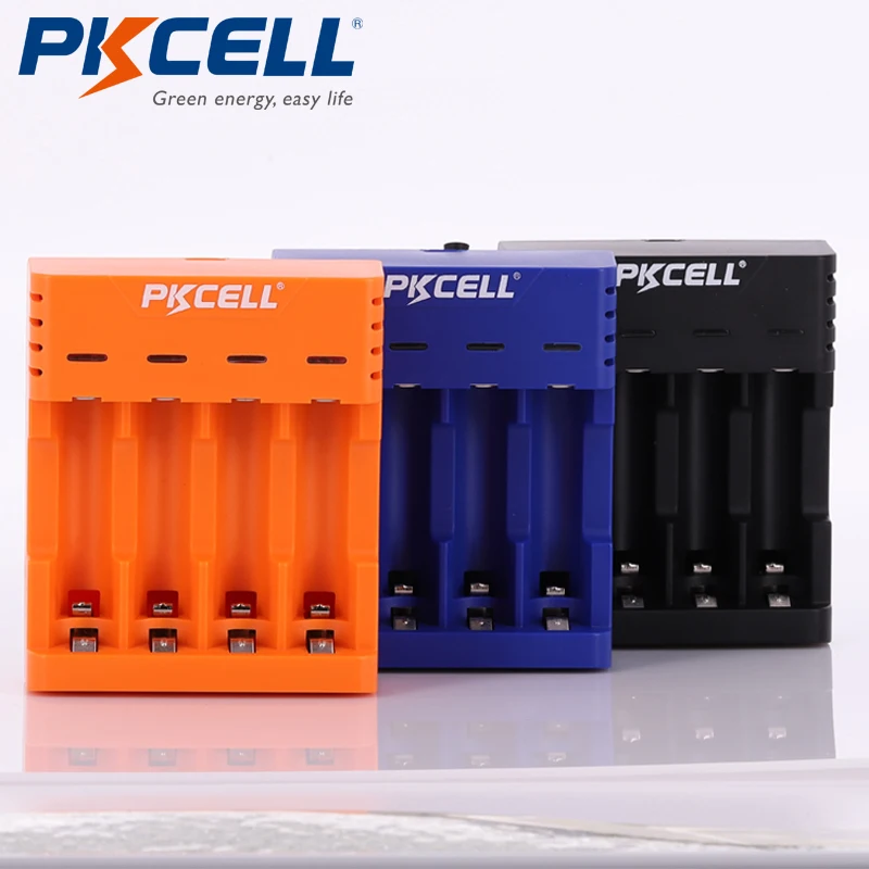 PKCELL цветное зарядное устройство 4 слота для NIMH/NICD AA AAA батареи USB независимая