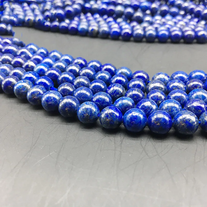 

4mm 6mm 8mm 10mm 12mm Blue Natural Stone Lapis Lazuli Round Loose Beads 15" Strand DIY Necklace Bracelet