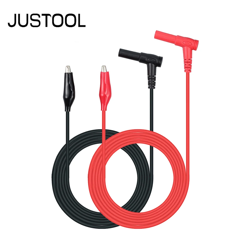 

JUSTOOL 2 PCS Heavy Duty Multimeter Banana Plugs to Alligator Clip Test Lead Crocodile Clip Lab Test Cable with Banana Plugs