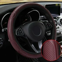 1pc universal car steering wheel cover wine red soft leather breathable anti slip for 1538cm auto car interior accessories