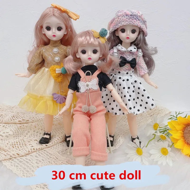 

30cm BJD Doll 23 Movable Joints 1/6 Cute 4D Big Eyes Multiple Hairstyle Babydoll Cartoon Can Dress Up Fashion Doll Toy Girl Gift