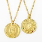 Женское Ожерелье с круглым кристаллом FLOLA, золотое ожерелье с цирконием, католические украшения virgen de guadalupe nker84