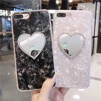 glitter colorful conch shell diamond love heart mirror phone case for samsung note 10 s10 plus s9 s8 plus s10e note 8 9 a70 capa