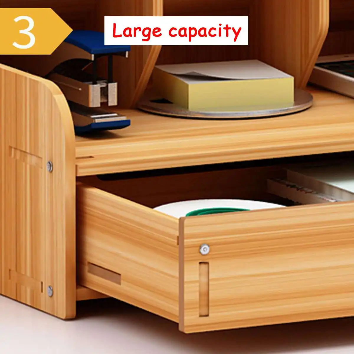 

3 Types Wooden Desktop Pen Holder Holders Office School Stationery Organizer Desktop DIY Pencil Holder with Drawer Penholder