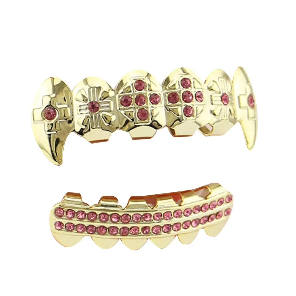 GENBOLI Metal Hip Hop Braces Top And Bottom Teeth Bling Set Halloween Party Jewelry Body ToothN | Украшения и аксессуары