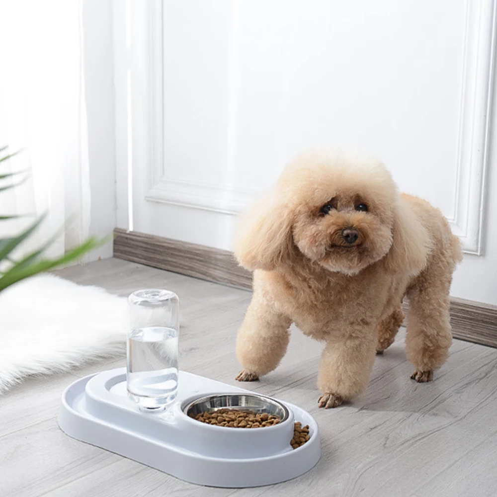 Портативный питатель для домашних животных пластиковый двухпортовый