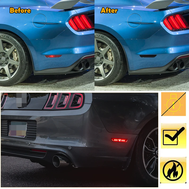Дымчатый объектив красный светодиодный 3D Mustang дизайн для заднего бампера боковые габаритные огни для 2010-/- Ford Mustang Fender габаритные огни