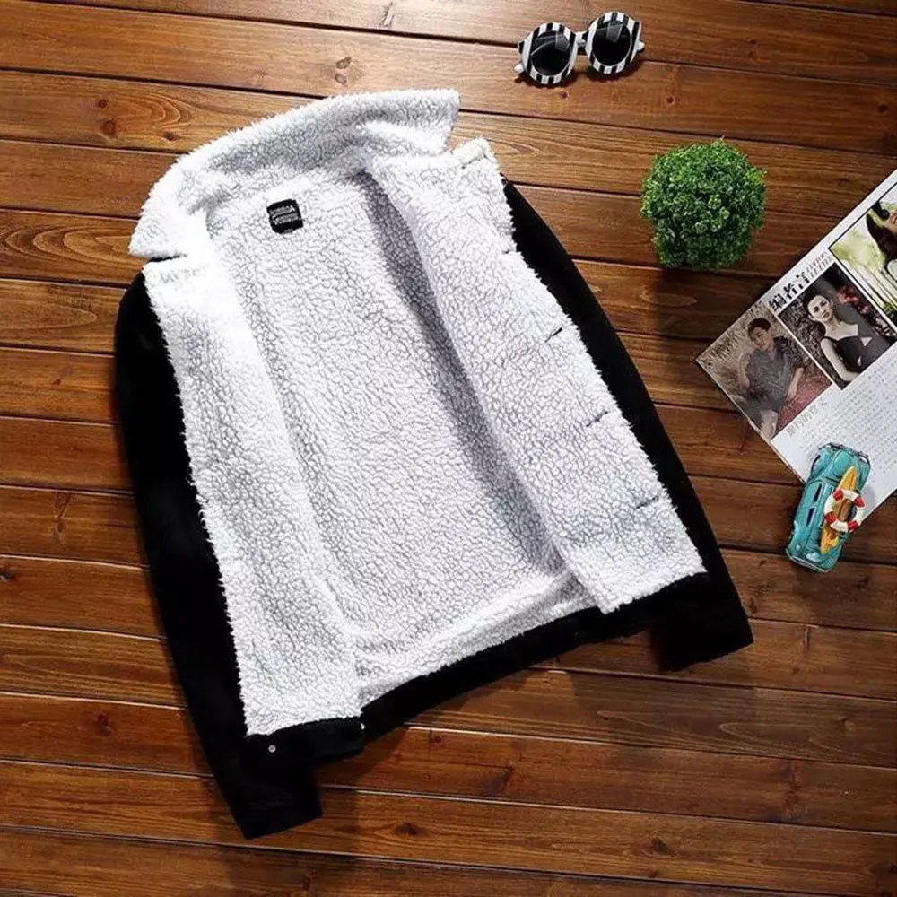 . Женская джинсовая куртка с мехом осенне-зимняя Расстроенная теплая винтажная