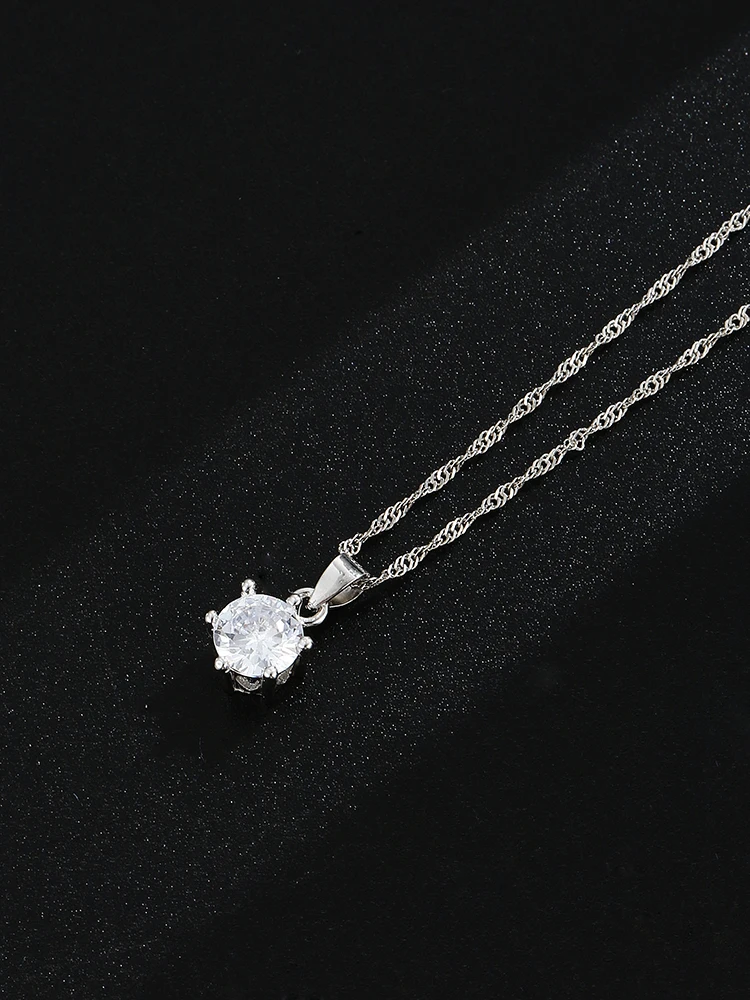 

GOMAYA Simple Style Necklaces For Women 925 Sterling Silver Luxury Big Cubic Zirconia Pendant Necklace Six Prong Inlay Jewelry