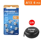 Слуховой аппарат батареи Размер 13 za Renata, упаковка из 6, оранжевый Tab PR48 1,45 V тип A13 e13 AU-6nh цинк воздушный аккумулятор p13 с футляром чехол