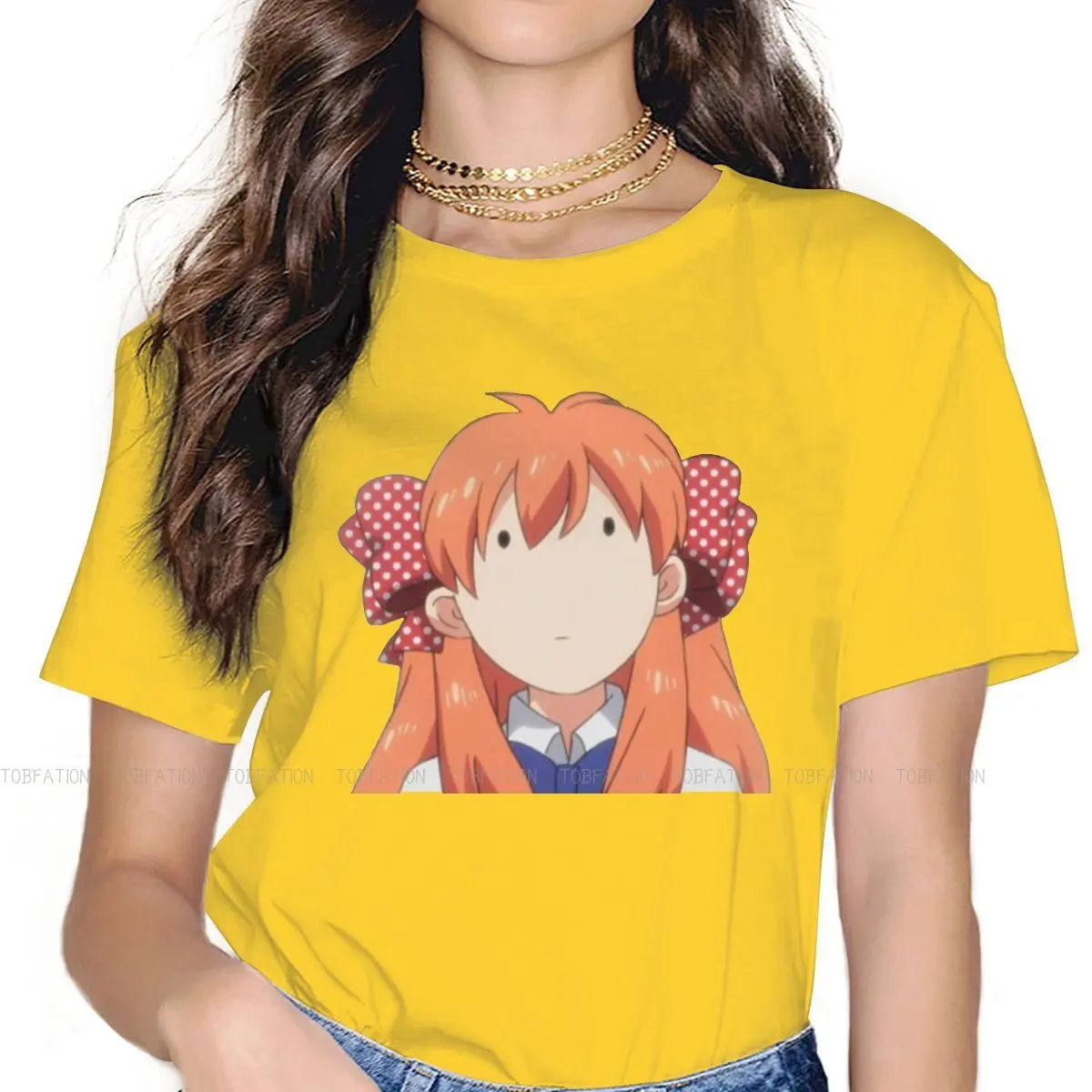 

Chiyo забавное лицо новейшие футболки ежемесячные девушки Nozaki Kun Chiyo Sakura Женские топы из графической ткани футболка с круглым вырезом большой ...