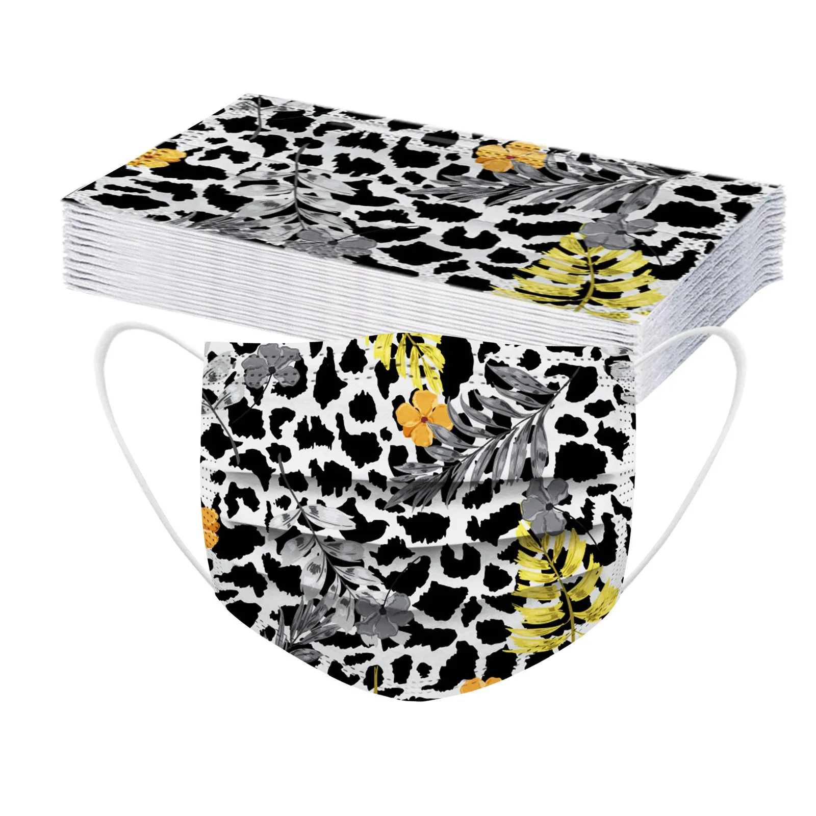 

20pcs Flower Print Mouth Cover Breathable Foggy Haze Protective Mask Print Women Mask Disposable Mask Earhook Mask Mascaras d5