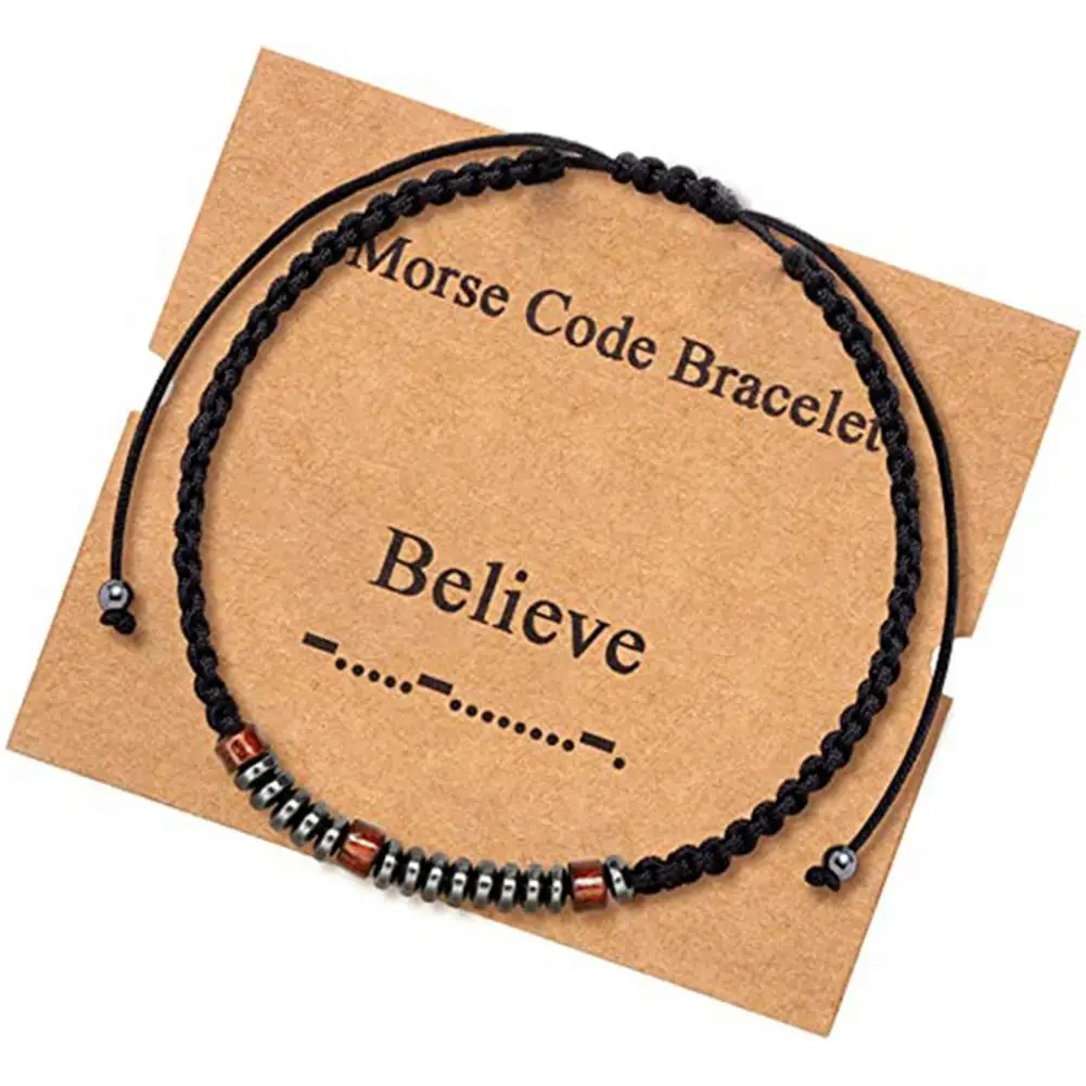 

Morse Code Bracelet Adjustable Cord Wrap Memorial Gift Bangle Simple Best Gifts For Friends Mothers Daughters