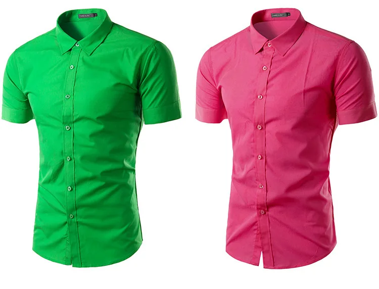 Мужская рубашка с коротким рукавом, приталенная, Camisa Social Masculina Chemise Homme, новинка, летняя мужская однотонная деловая рубашка 6537