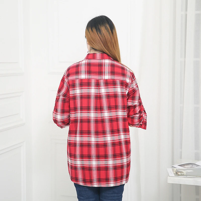 

Spring and autumn new maternity dress loose large size lattice pregnant women long-sleeved pregnant fashion casual shirt