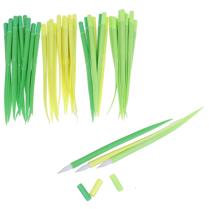 

10pcs Creative Tiny Green Grass Gel Pen Blade Grass Potting Decoration Stationery Office Supplies Material School