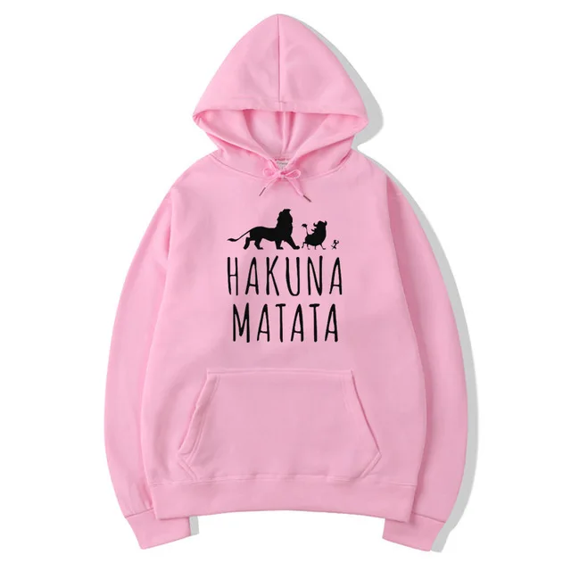 Hakuna Matata флисовая толстовка женская Повседневная флисовая толстовка Король Лев Harajuku пуловер животные толстовки Великобритания - Цвет: Pink-B