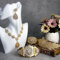 sunspicems gold color algeria morocco wedding jewelry sets women earring necklace bangle tiaras belt bridal bijoux gold color