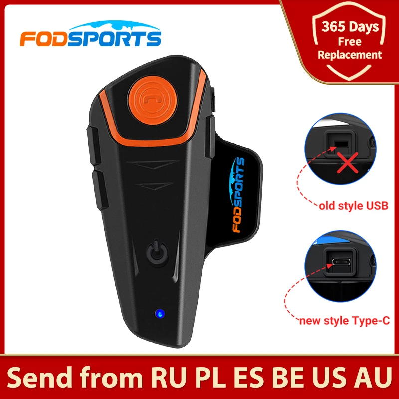 Bluetooth гарнитура Fodsports BT S2 Pro для мотоциклетного шлема водонепроницаемое