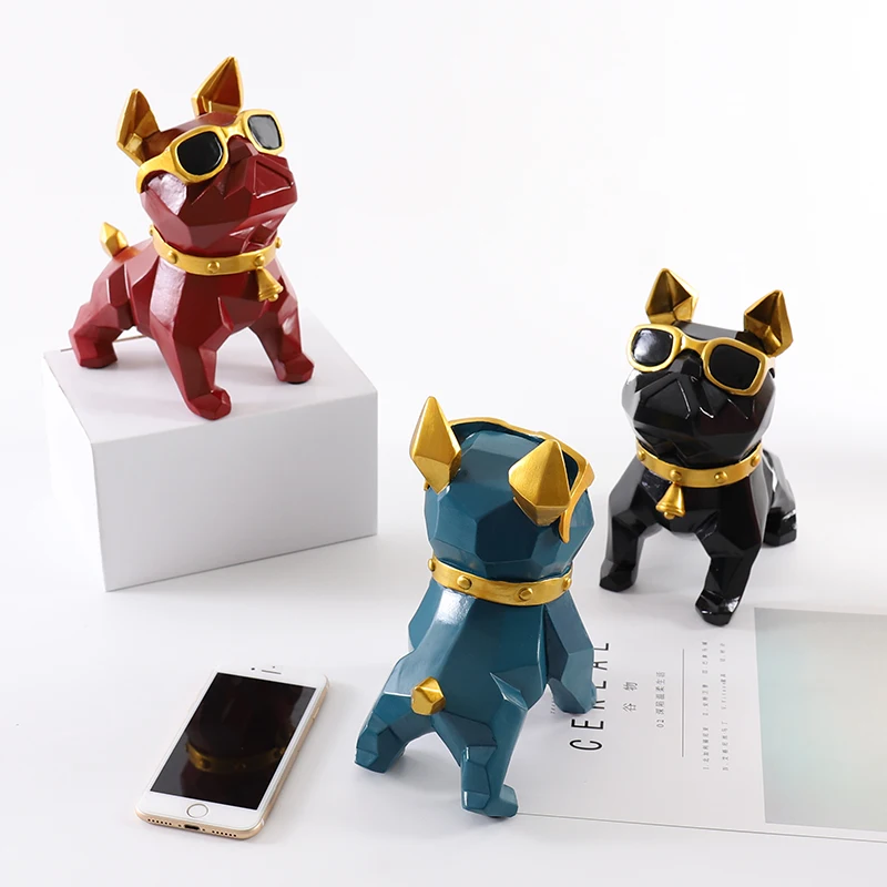 NORDIC STYLE FRENCH BULLDOG STATUES GEOMETRIC GLASSES DOG ANIMAL ART SCULPTURE RESIN ART&ampCRAFT HOME DECOR L3351 | Дом и сад