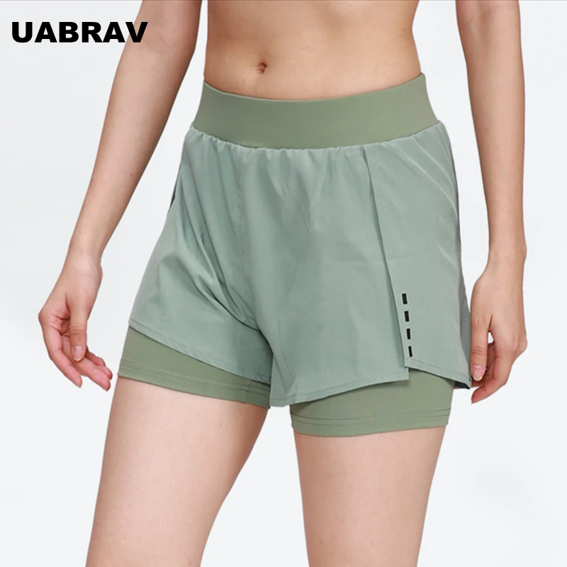 Новые женские 2 в 1 спортивные шорты для йоги быстросохнущие фитнеса и тренировок