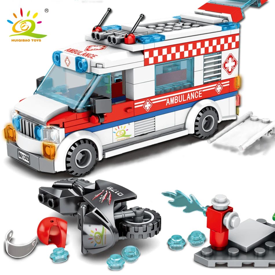 HUIQIBAO игрушечные строительные блоки для детей 238 шт. городской автомобиль скорой