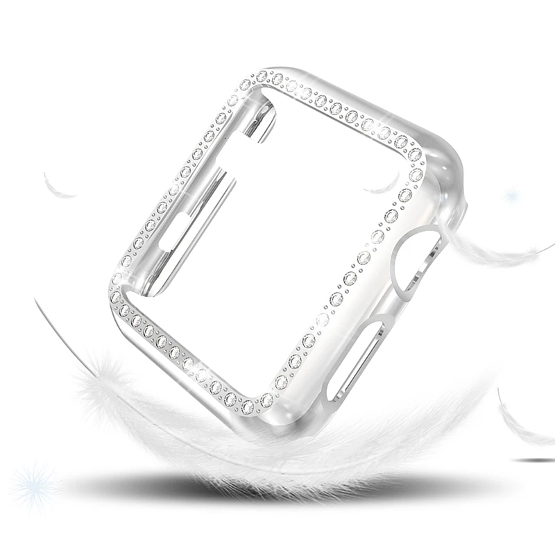 SILVER Алмазный чехол для apple watch Series 5 44 мм 40 мм iWatch 4 защитная крышка экрана PC Watch Case для apple watch 3 Case 38 мм 42 мм - Цвет: SILVER