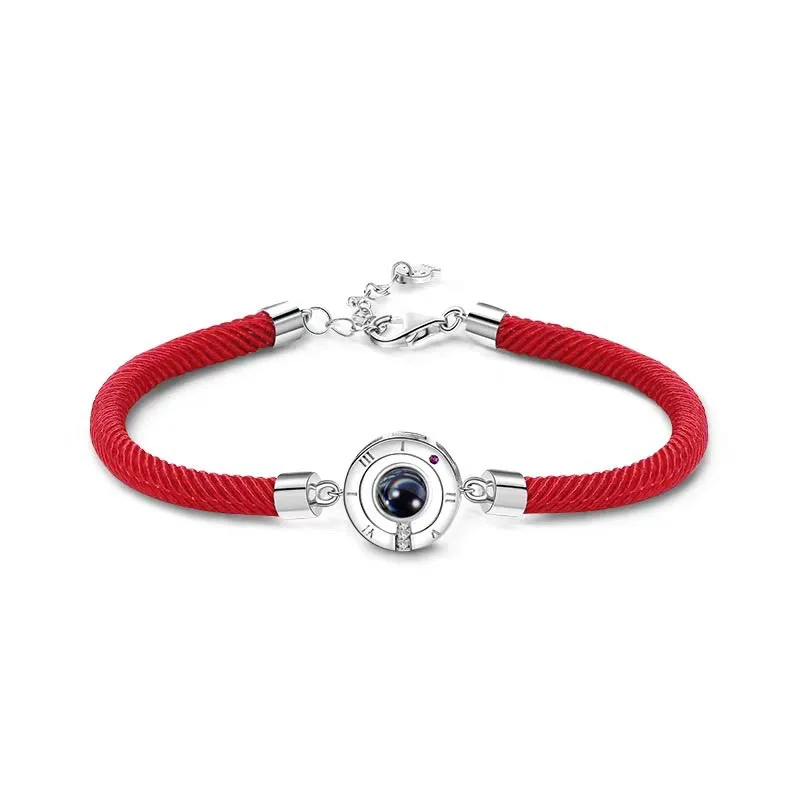 Red Очаровательные браслеты с надписью I Love You, коллекция 100 года, браслеты для романтических влюбленных пар, красный браслет ручной работы на веревочке, ювелирные изделия на День святого Валентина - Окраска металла: Red
