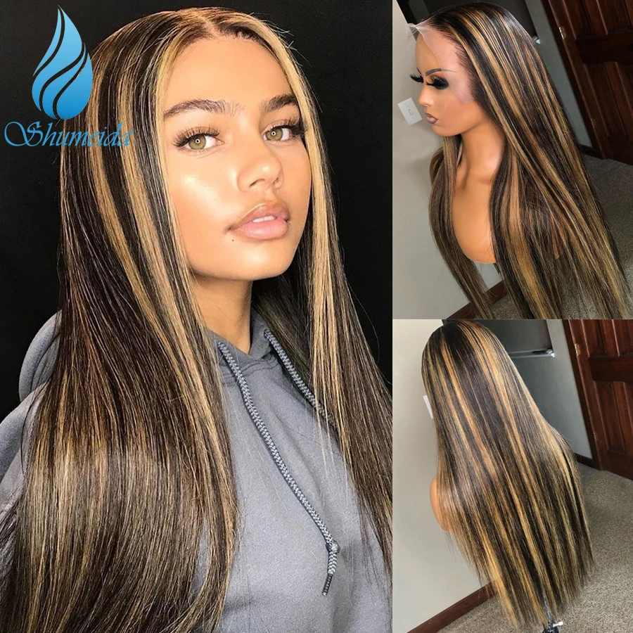 SHD 13*6 парики из человеческих волос на сетке спереди с детскими волосами хайлайтер