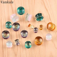 vankula 2pcs multi color glass ear tunnels piercing stud expanders earrings ear gagues sell by pair fashion gift